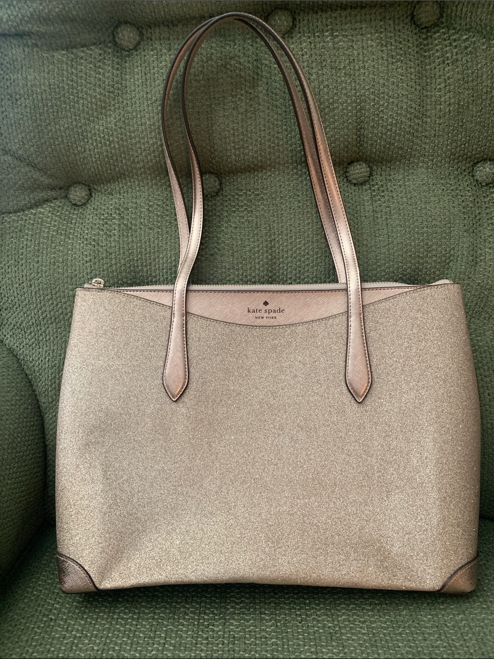 Kate Spade Rose Gold Shimmy Glitter Large Tote Bag